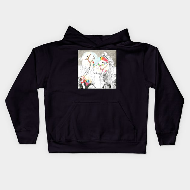 Peruvian llamas Kids Hoodie by Créa'RiBo